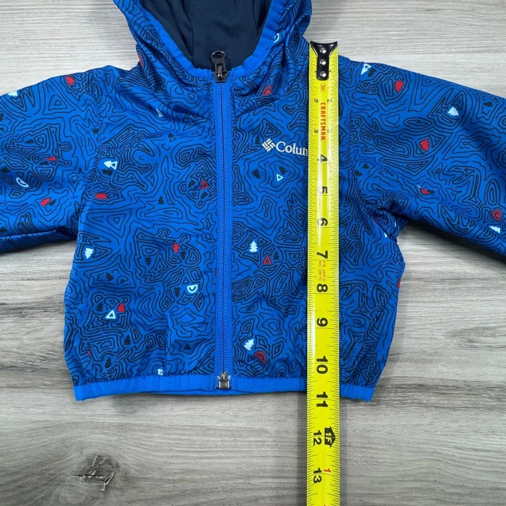Columbia Boys Blue Topographic Omni-Wick Hooded‎ Windbreaker Jacket 3-6 Months